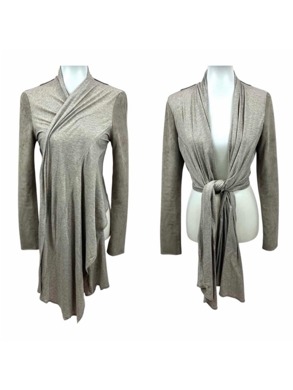 BCBGMaxazria Faux Suede Convertible Wrap Cardigan Jacket Vintage Y2K
